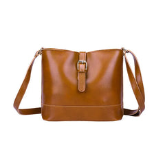 Vintage Bucket Bag Women Messenger Leather Handbag Crossbody Ladies Tote