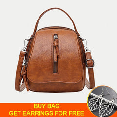 Vintage Bucket Shoulder Bags Crossbody Female PU Leather Small Handbag Purse