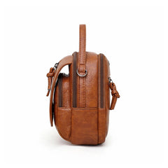 Vintage Bucket Shoulder Bags Crossbody Female PU Leather Small Handbag Purse