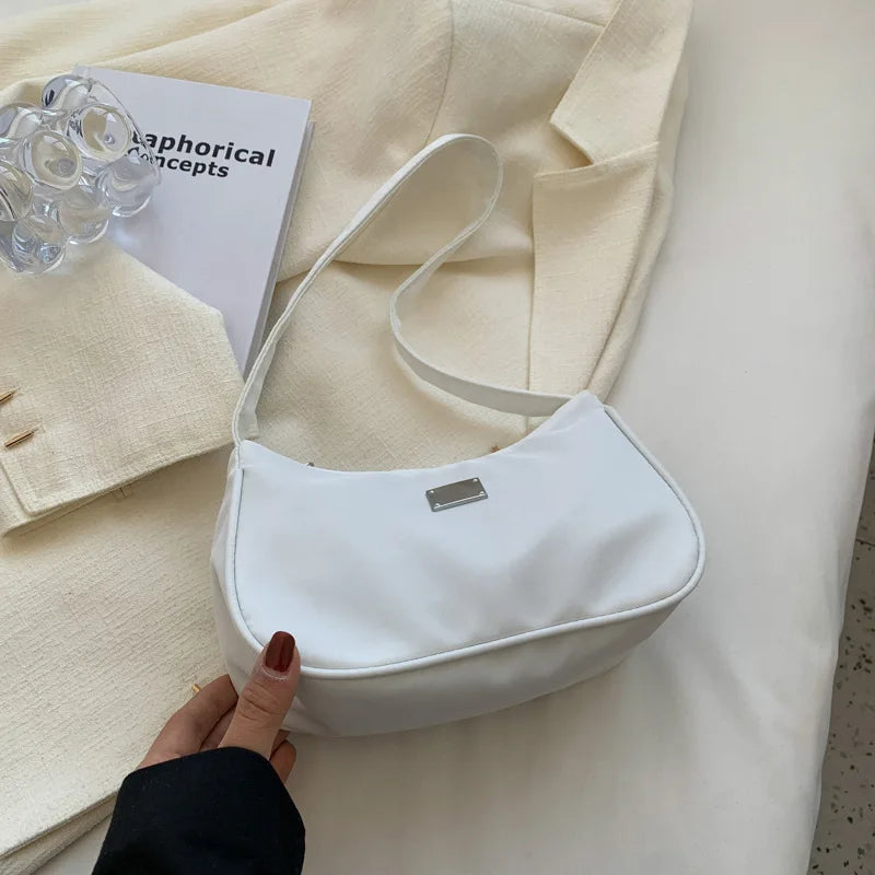 Vintage Nylon Shoulder Bag for Women Casual Underarm Ladies Purses