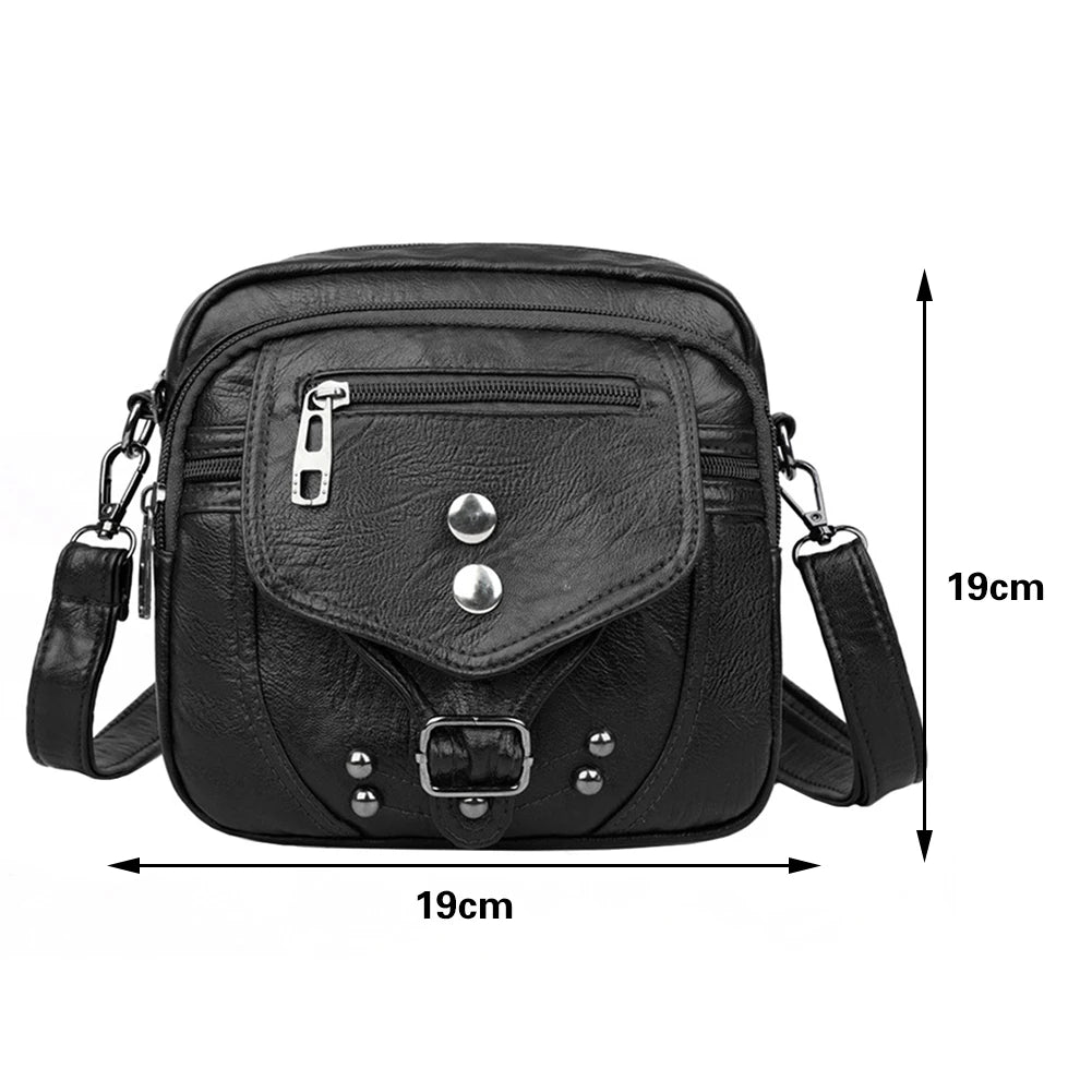 Vintage Crossbody Bag Multifunctional PU Leather Fanny Pack Anti-theft Zipper