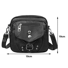 Vintage Crossbody Bag Multifunctional PU Leather Fanny Pack Anti-theft Zipper