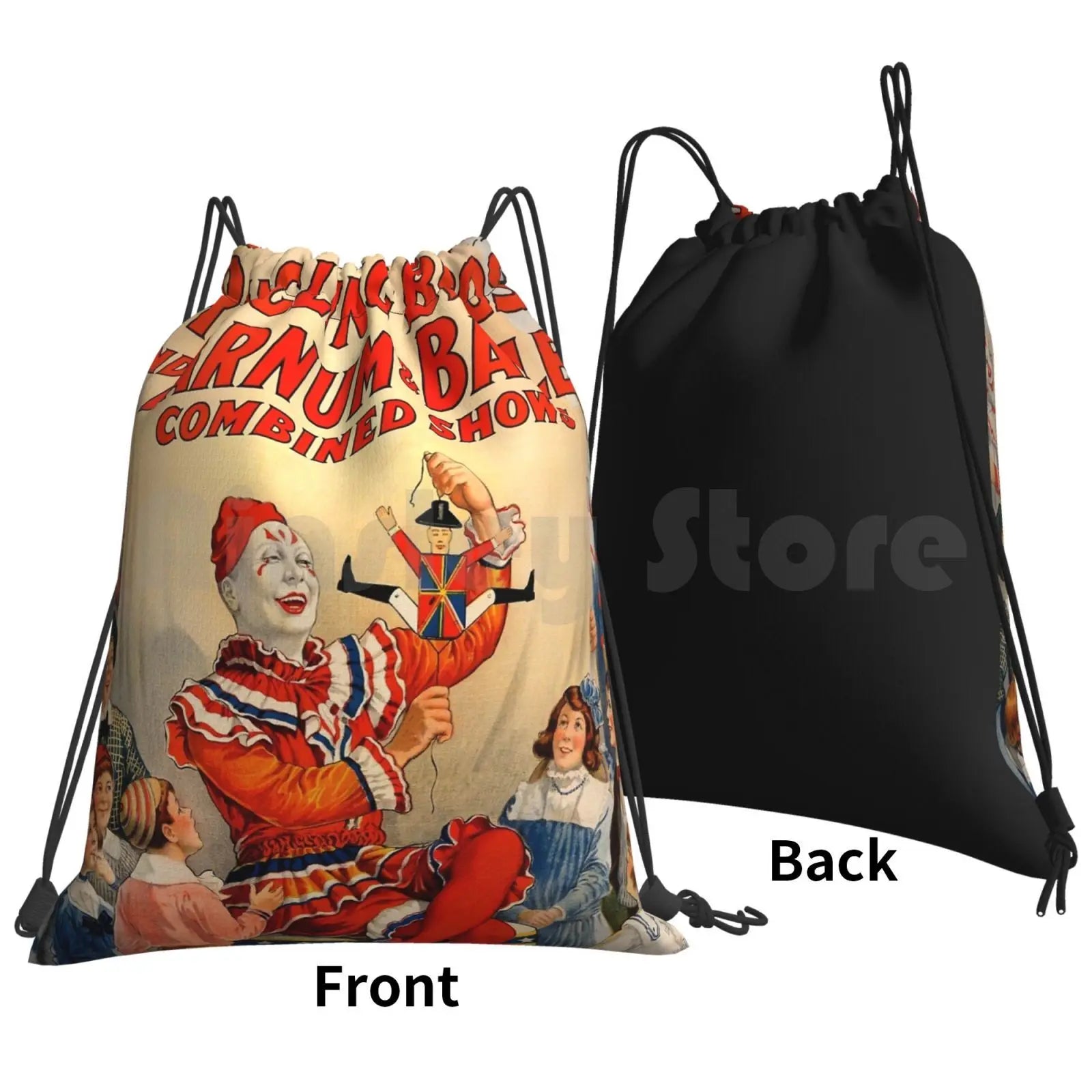 Vintage Circus Poster Backpack Drawstring Bags Gym Bag Waterproof