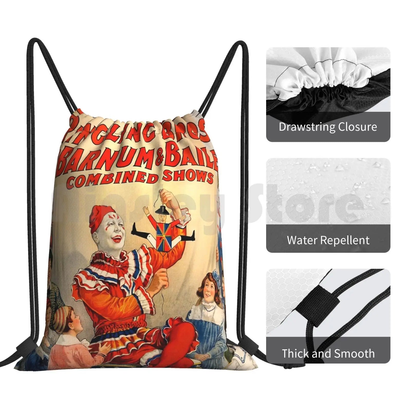 Vintage Circus Poster Backpack Drawstring Bags Gym Bag Waterproof