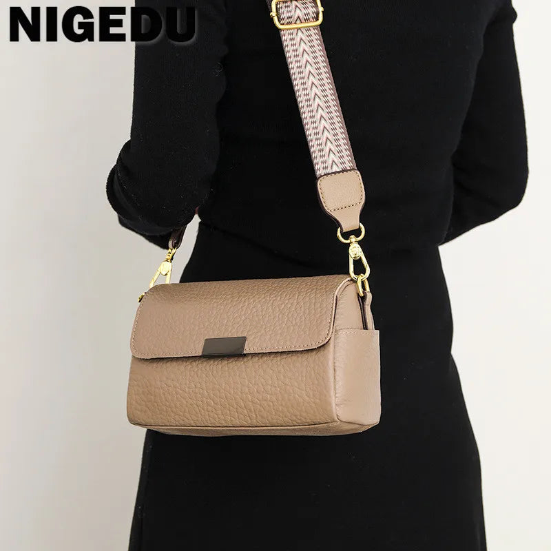 Vintage Cowhide Cell Phone Shoulder Bag Leather Messenger Bags