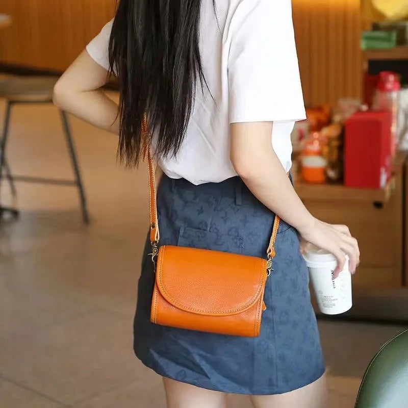 Vintage Leather Cell Phone Crossbody Shoulder Bag Messenger
