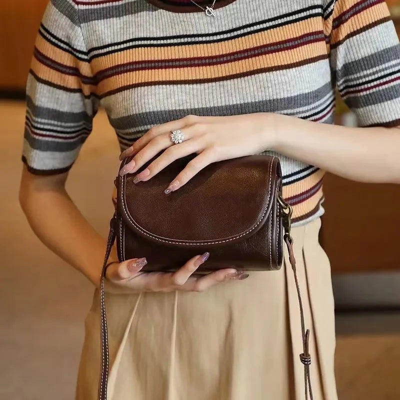 Vintage Leather Cell Phone Crossbody Shoulder Bag Messenger