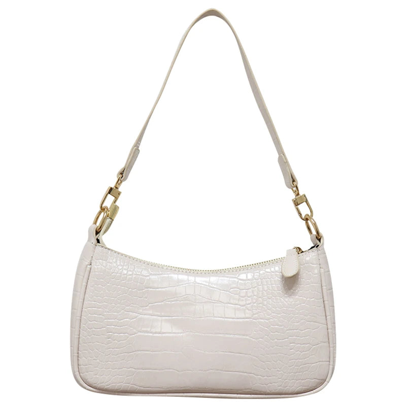 Vintage Crocodile Pattern Women Underarm Shoulder Bag