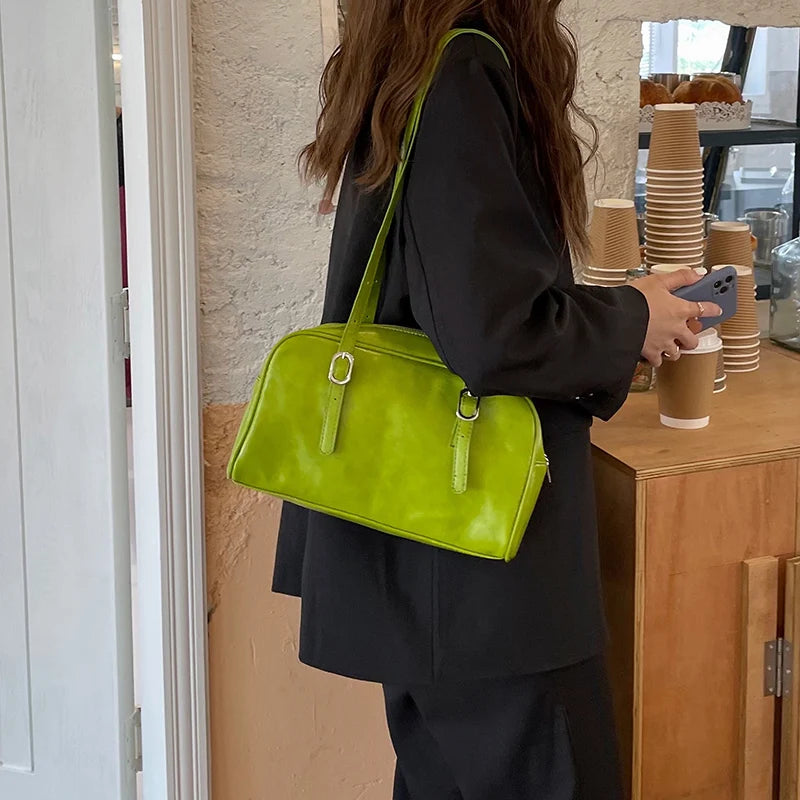 Vintage Green Tote Handbag All-match Shoulder Bag