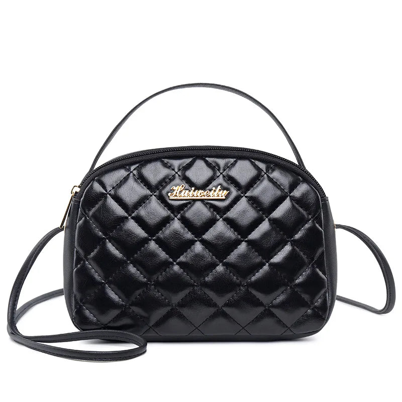 Vintage Diamond Lattice Women Messenger Bag Soft PU Leather Crossbody Handbag