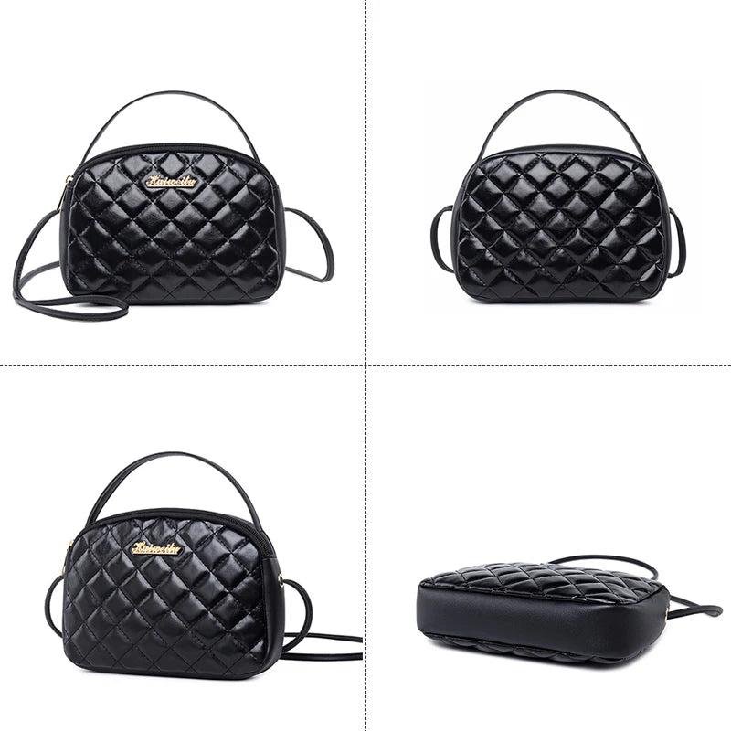 Vintage Diamond Lattice Women Messenger Bag Soft PU Leather Crossbody Handbag