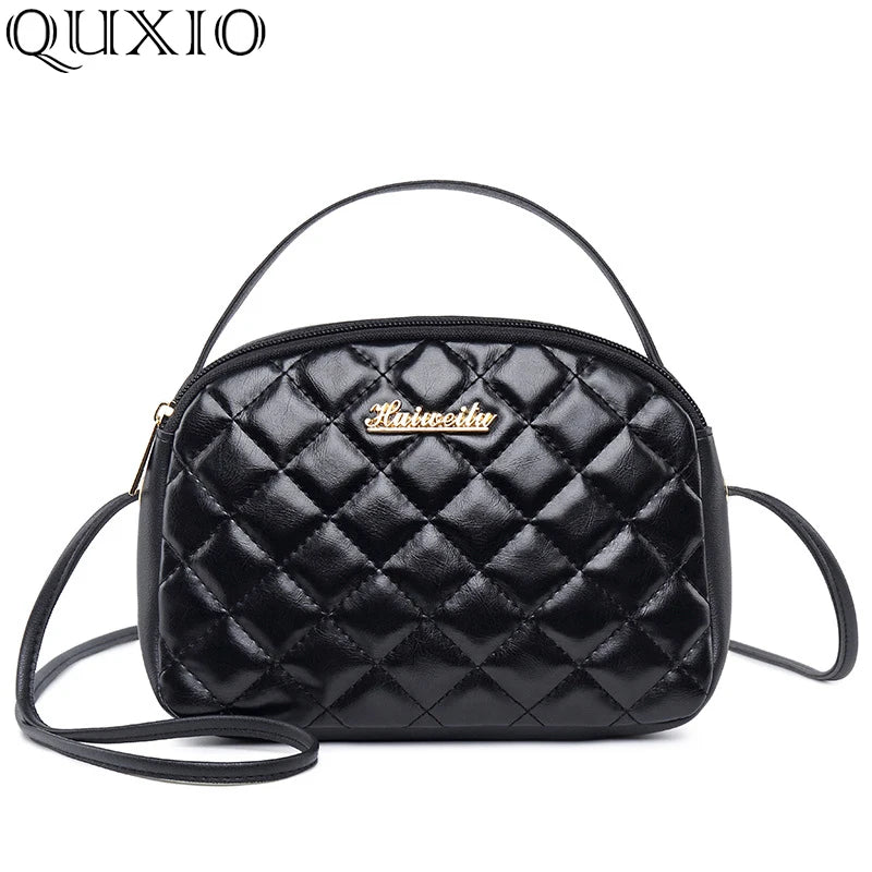 Vintage Diamond Lattice Women Messenger Bag Soft PU Leather Crossbody Handbag