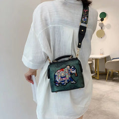 Vintage Embroidery Elephant Bag Wide Strap Women Shoulder Crossbody