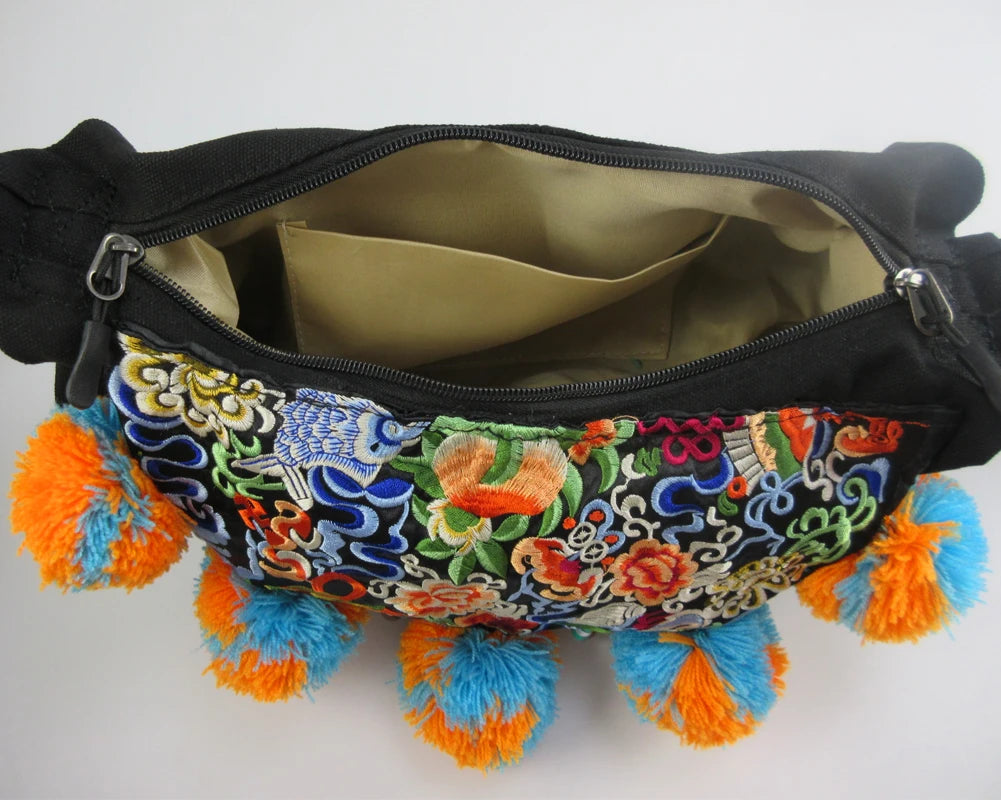 Vintage Ethnic Hobo Embroidery Floral Cross Body Bag