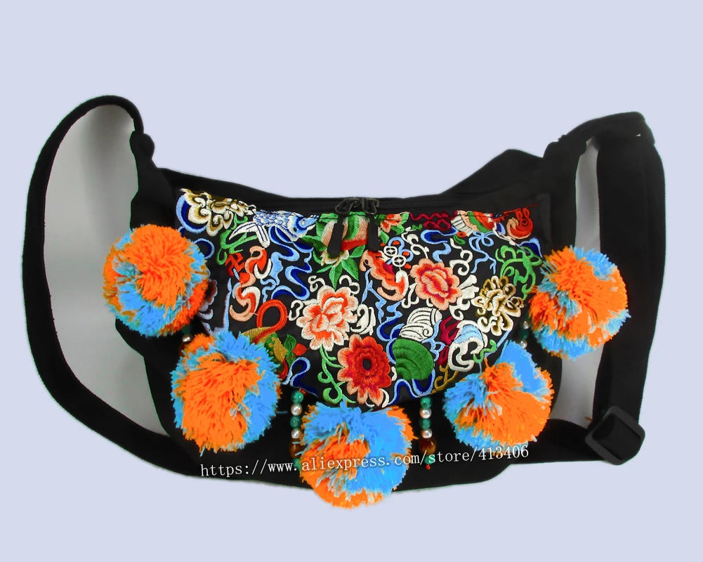 Vintage Ethnic Hobo Embroidery Floral Cross Body Bag