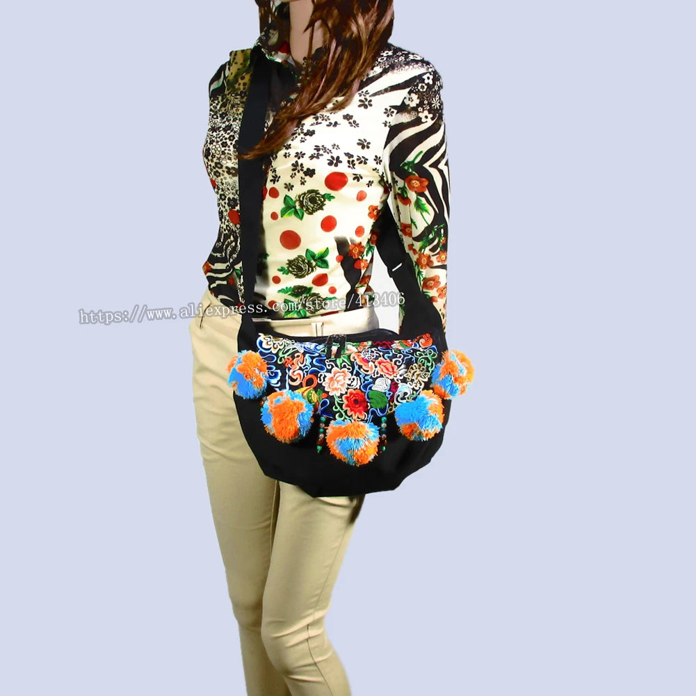 Vintage Ethnic Hobo Embroidery Floral Cross Body Bag