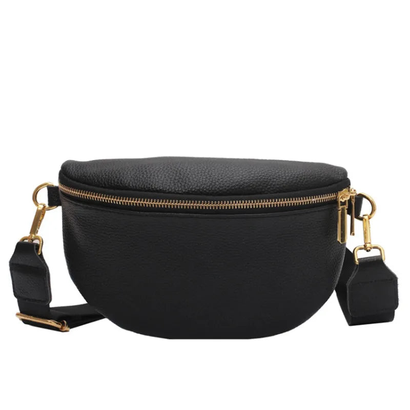 Vintage Fanny Pack for Woman Banana Waist Bag Wide Shoulder Strap