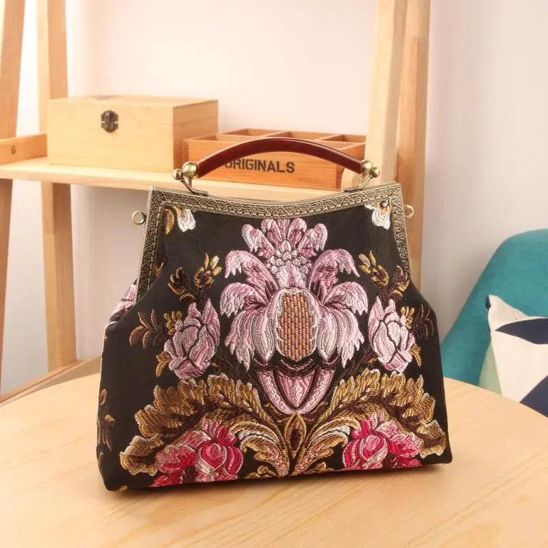 Vintage Shell Lock Crossbody Bag with Chain Women's Handbag