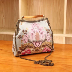 Vintage Shell Lock Crossbody Bag with Chain Women's Handbag