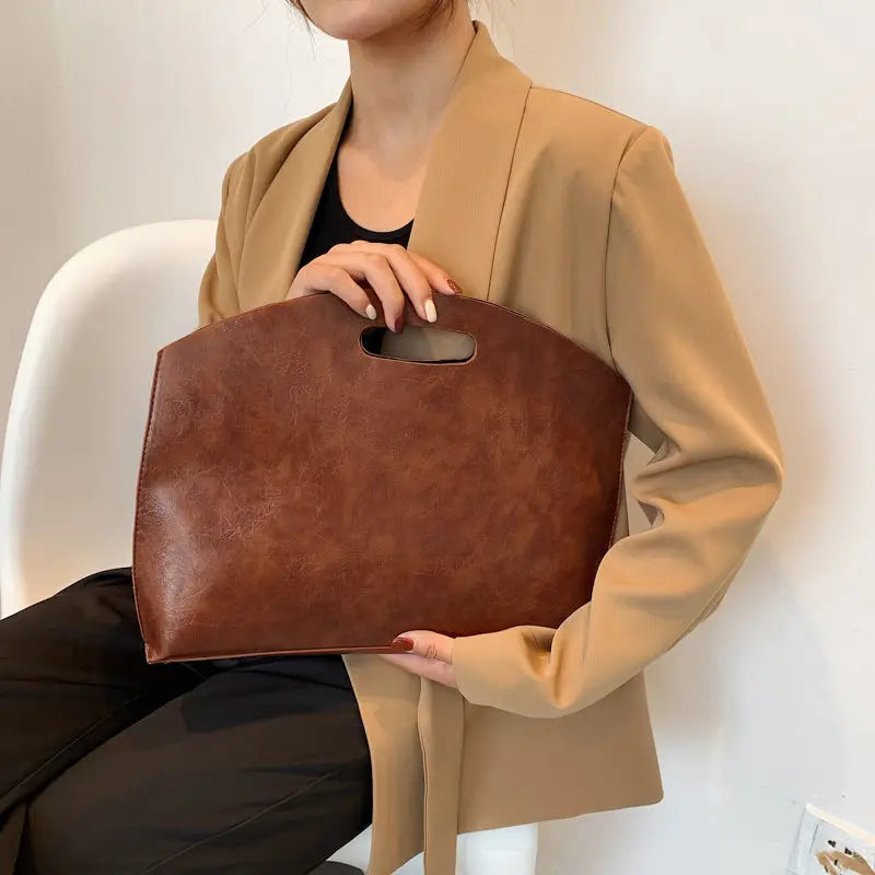 Vintage PU Leather Hand Bag for Women and Men