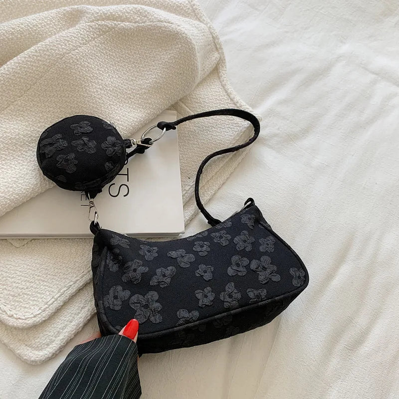 Vintage Flower Printing Underarm Bag