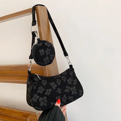 Vintage Flower Printing Underarm Bag