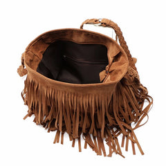 Frosted PU Leather Fringe Tassel Women Handbag