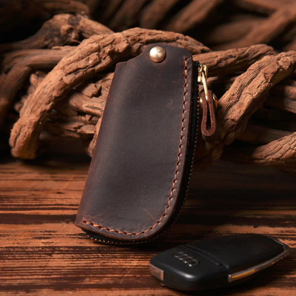 Vintage Leather Car Key Holder Keychain Men Key Wallet