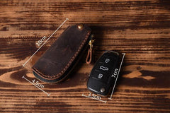 Vintage Leather Car Key Holder Keychain Men Key Wallet
