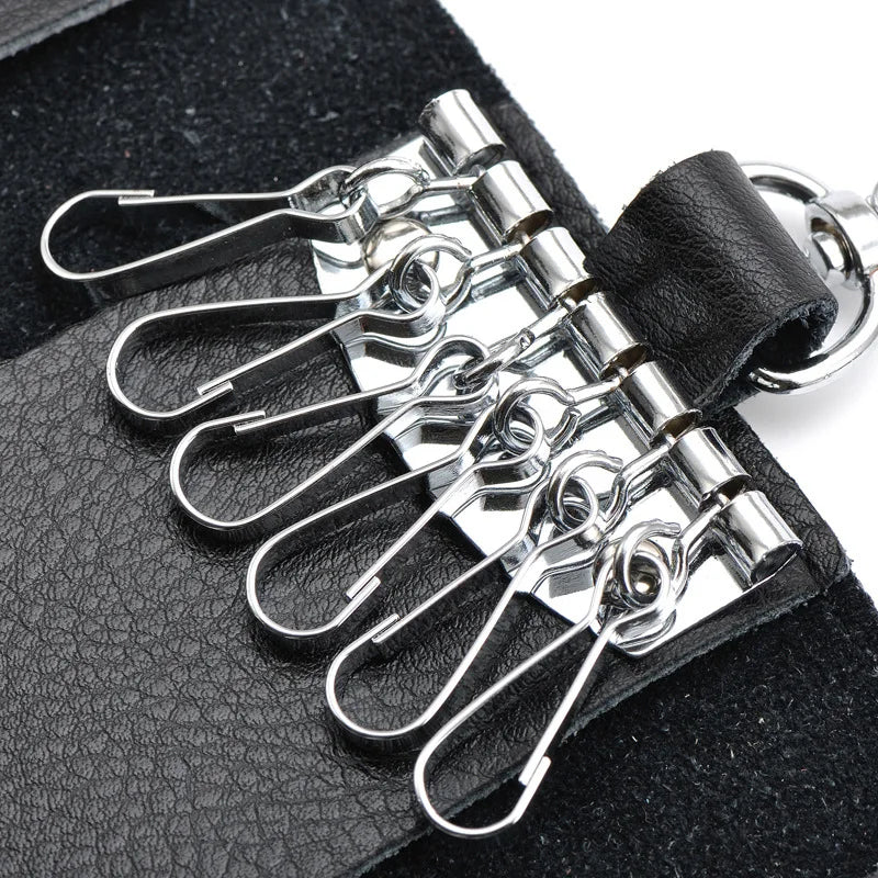 Vintage Leather Key Wallet Zipper Key Case Bag Men Key Holder