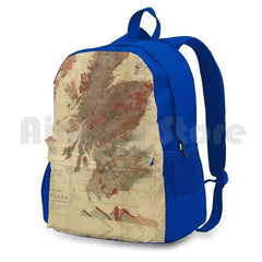 Vintage Scotland Geological Map Backpack Waterproof Camping Travel
