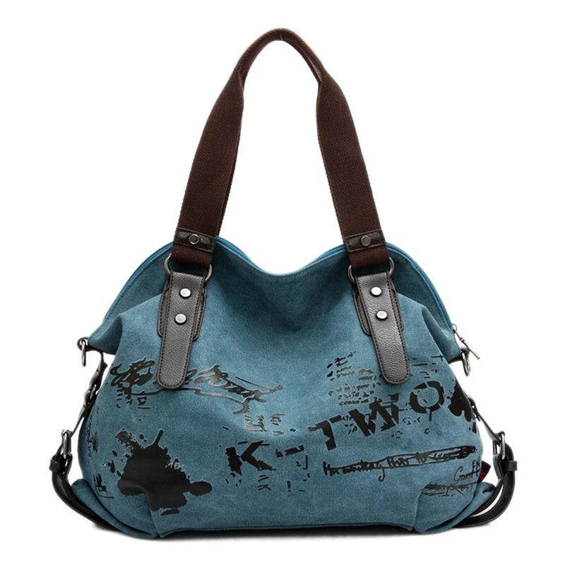 Vintage Graffiti Women Bag Canvas Handbag Famous Shoulder Bag Ladies Tote