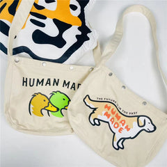 Vintage Canvas HUMAN Shoulder Messenger Bag Men Women Couple Casual Bag
