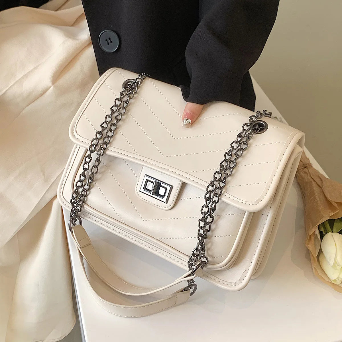 Vintage Small Square Handbag for Women