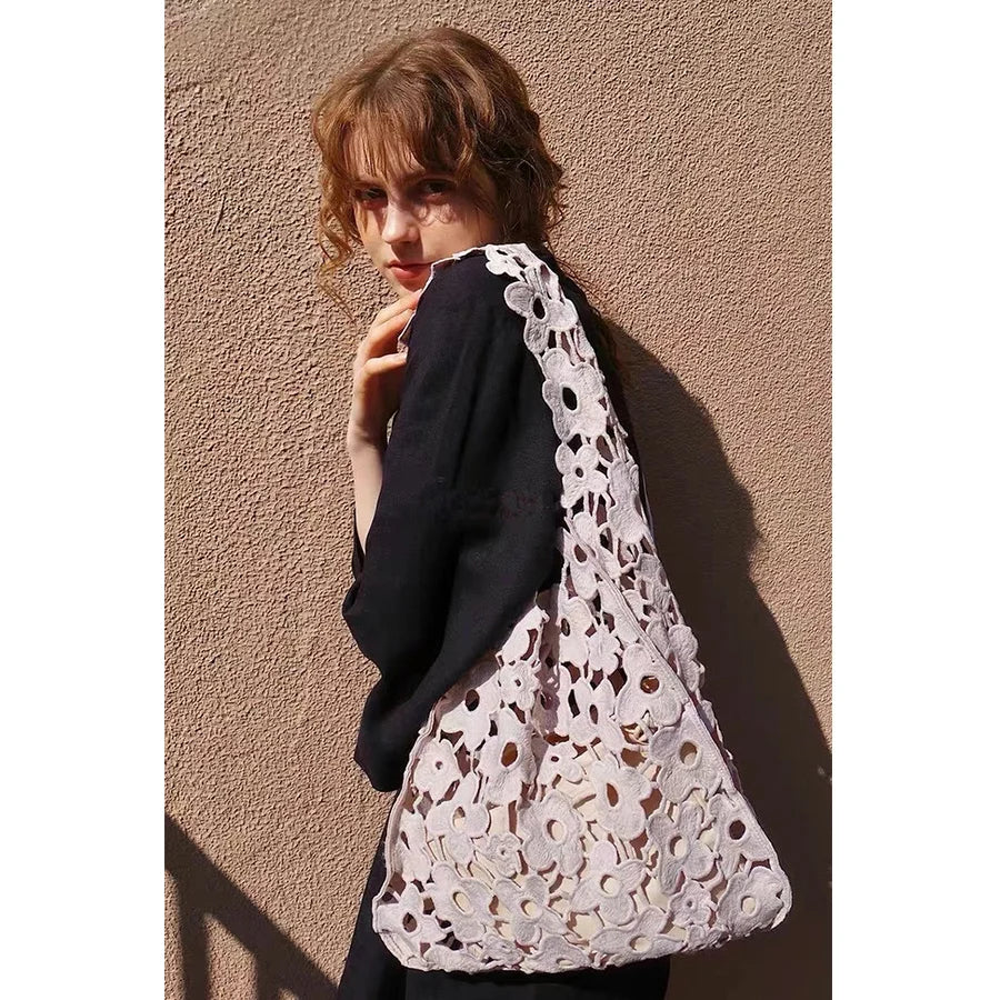 Vintage Hollow Flower Cloth Women's Bag Tote Handbags