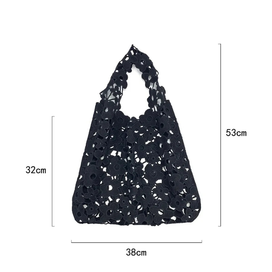 Vintage Hollow Flower Cloth Women's Bag Tote Handbags