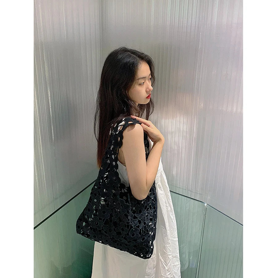 Vintage Hollow Flower Cloth Women's Bag Tote Handbags