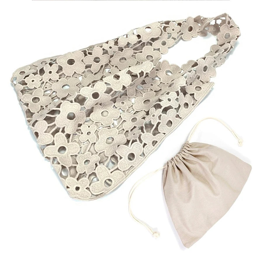 Vintage Hollow Flower Cloth Women's Bag Tote Handbags