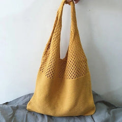 Vintage Woven Shoulder Bag Knitting Handbags Large Tote for Ladies
