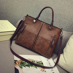 Vintage Leather Totes Bag Women Handbag Winter Bolsa
