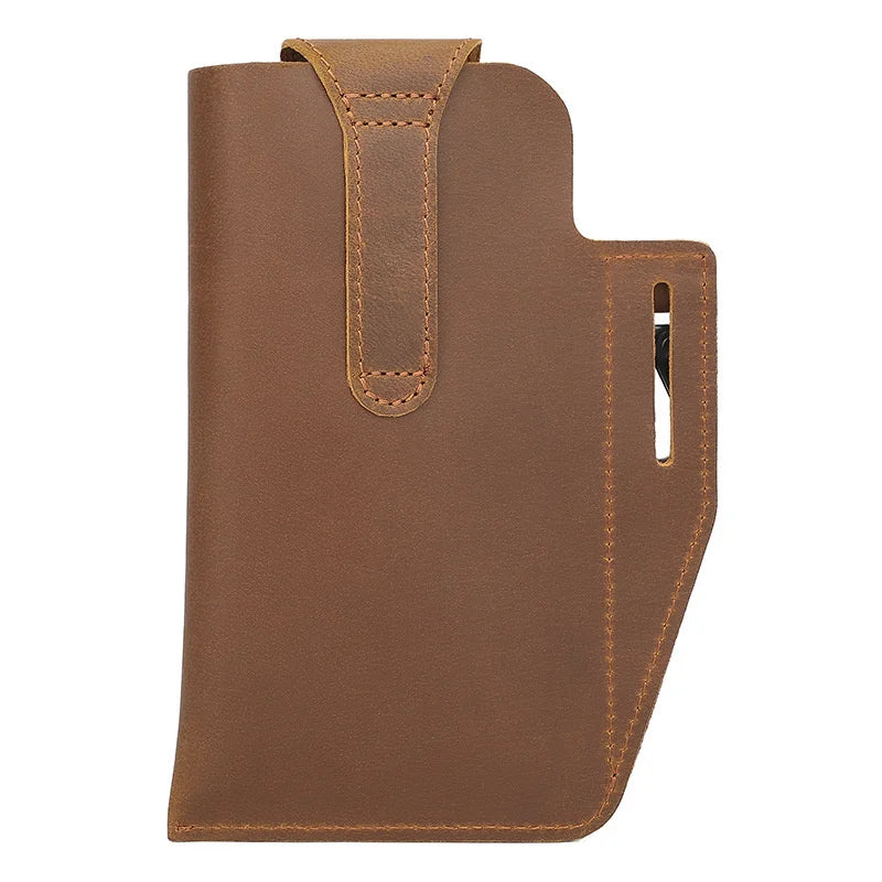 Vintage Leather Waist Bag for Men Small Phone Belt Pouch