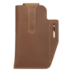 Vintage Leather Waist Bag for Men Small Phone Belt Pouch
