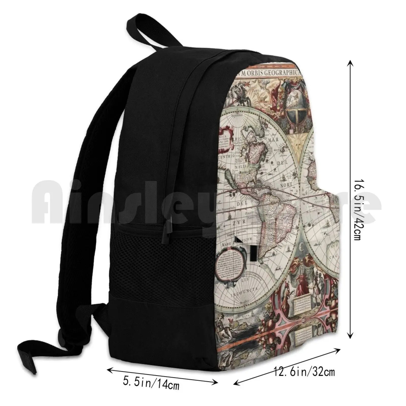 Vintage World Map Backpack Waterproof Camping Travel