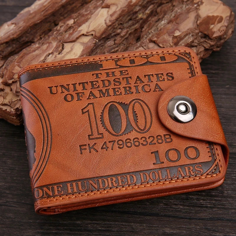 Vintage Men Leather Wallet - Magnetic Money Clip