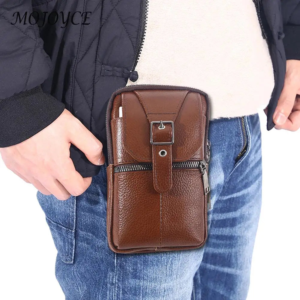 Vintage Men Waist Fanny Pack Cowhide Leather Shoulder Crossbody Bag