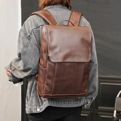 Vintage Men's Backpack PU Leather Travel Laptop Bag Schoolbags