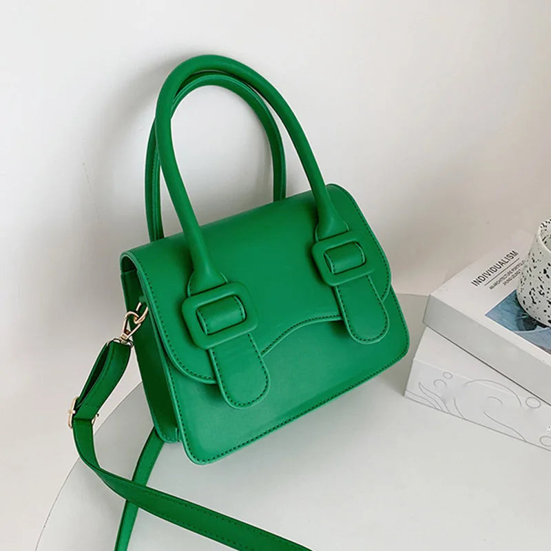 Vintage Mini Flap Bag Women's Green Shoulder Tote Handbag Purse