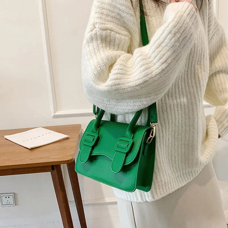 Vintage Mini Flap Bag Women's Green Shoulder Tote Handbag Purse
