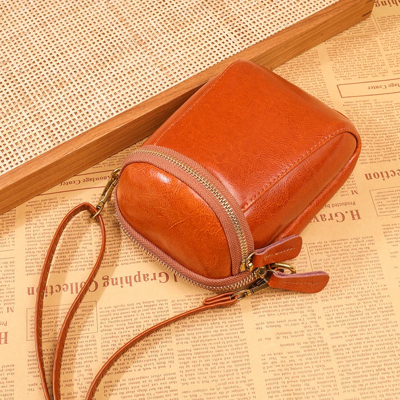 Vintage Oil Wax Leather Women's Crossbody Bag