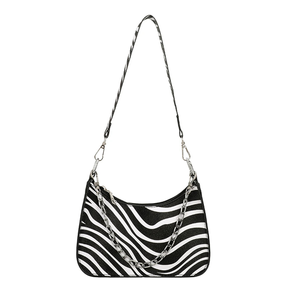 Vintage PU Animal Pattern Small Shoulder Bag Women Chain Handbags